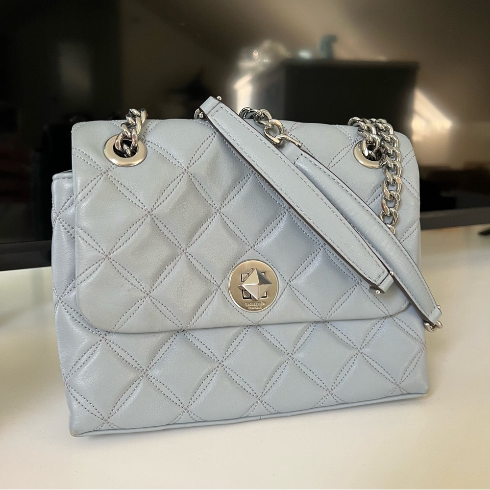 Kate Spade Chic Quilted Light Blue Handbag